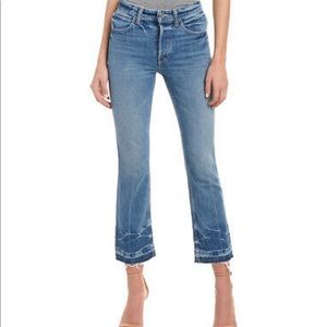 HELMUT LANG tacked crop flare jean in light blue